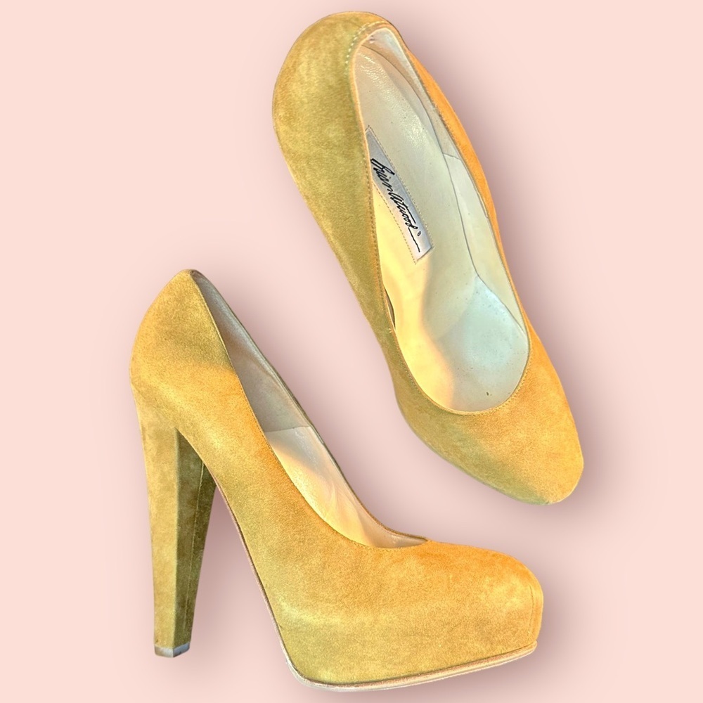 Brian Atwood ‘Maniac’ Platform Pumps in “Coffee” Suede Size 9.5 Celeb Favorite